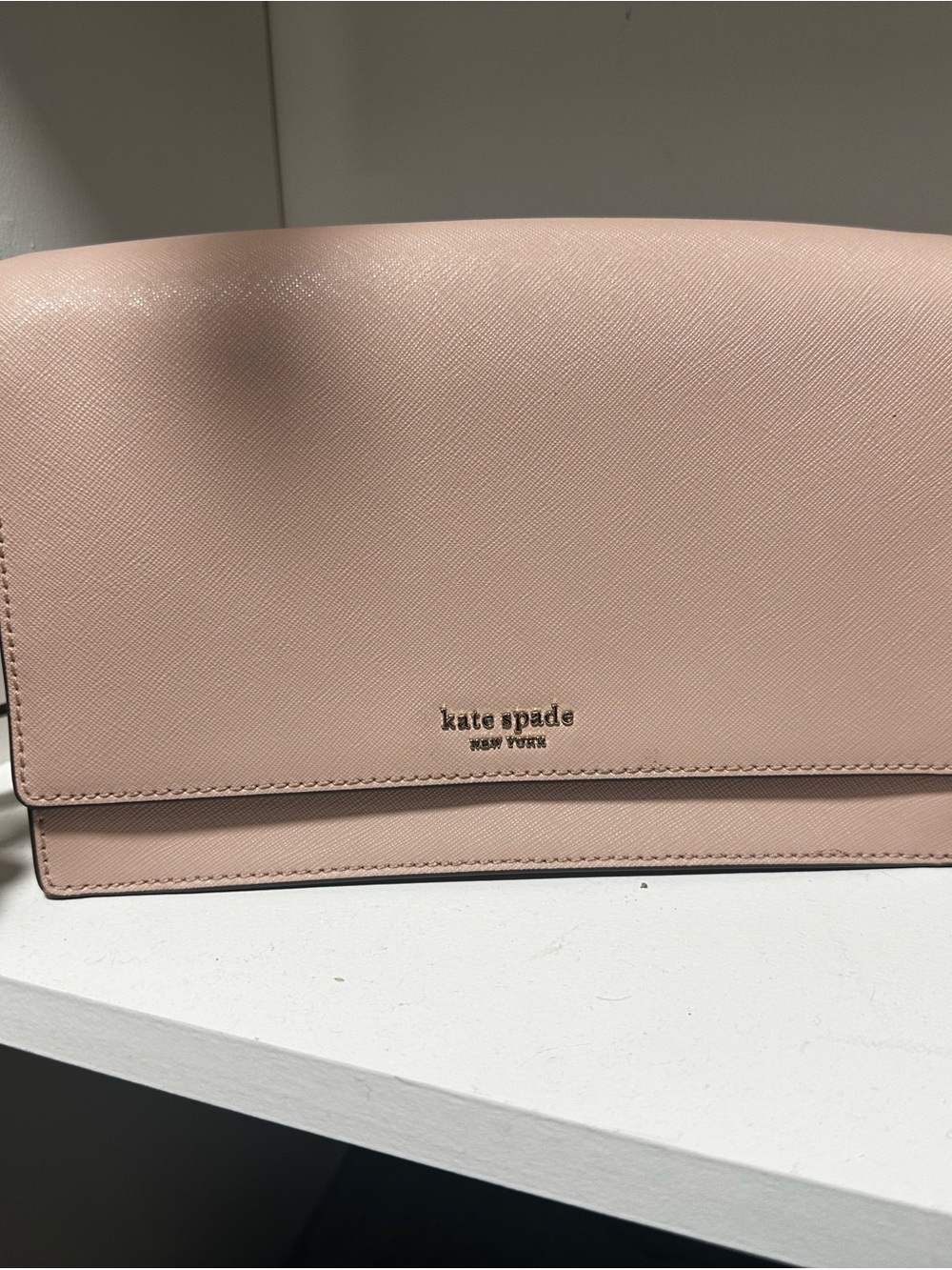 kate spade Blush Pink Leather Crossbody with Gold Logo
